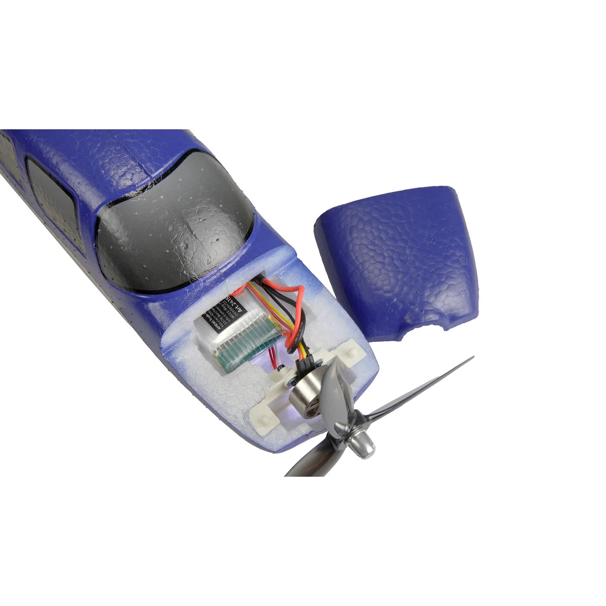 Amewi Cirrus SR22 brushless 520mm 4-Kanal 3D/6G Blau 24150 Flugzeug RTF – Detailansicht Innenansicht mit Elektronik und Motor