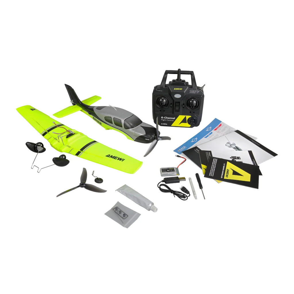 Amewi Cirrus SR22 brushless 520mm 4-Kanal 3D/6G Grün 24151 Flugzeug RTF – Lieferumfang und Zubehör