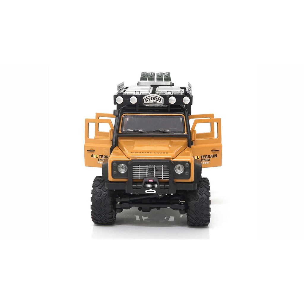 Amewi D90X28 Metall Scale Crawler 4WD Gelb 22567 im Maßstab 1:28 Crawler RTR – Frontansicht