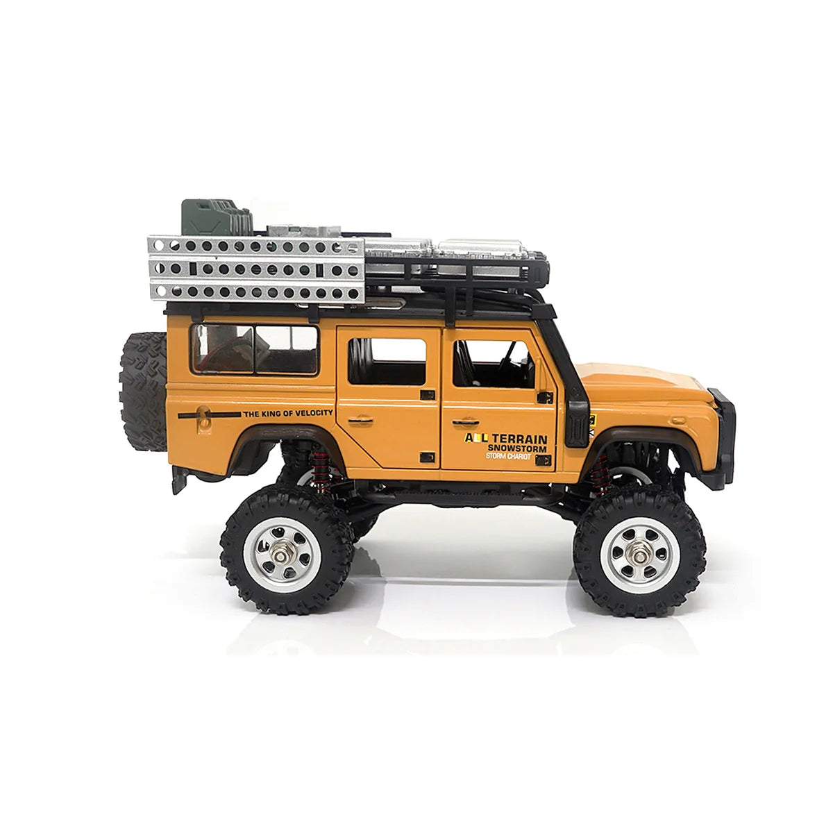 Amewi D90X28 Metall Scale Crawler 4WD Gelb 22567 im Maßstab 1:28 Crawler RTR – Seitenansicht