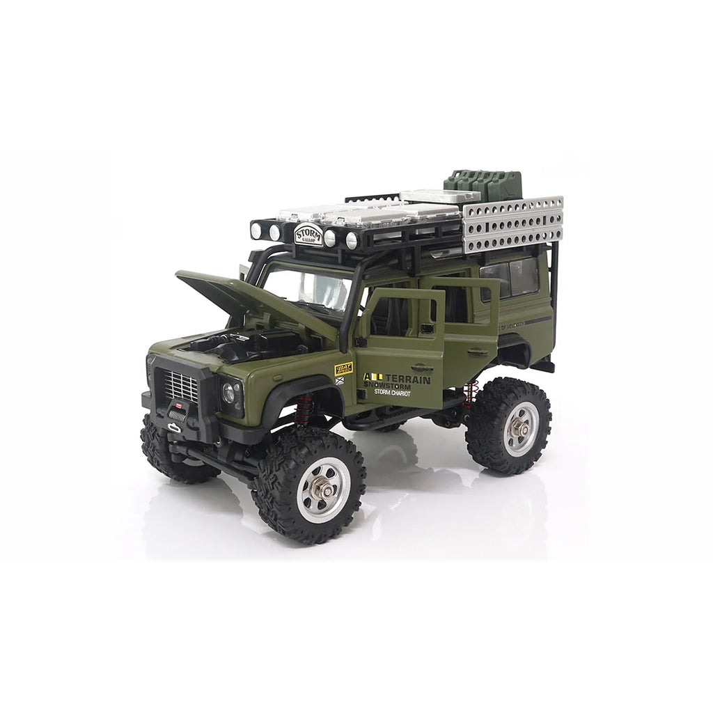 Amewi D90X28 Metall Scale Crawler 4WD Grün 22566 im Maßstab 1:28 Crawler RTR – Frontansicht