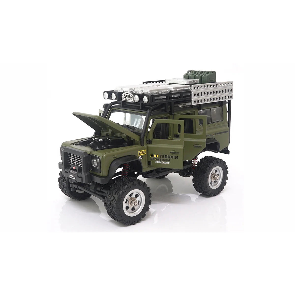 Amewi D90X28 Metall Scale Crawler 4WD Grün 22566 im Maßstab 1:28 Crawler RTR – Frontansicht