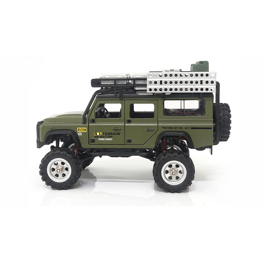 Amewi D90X28 Metall Scale Crawler 4WD Grün 22566 im Maßstab 1:28 Crawler RTR – Seitenansicht