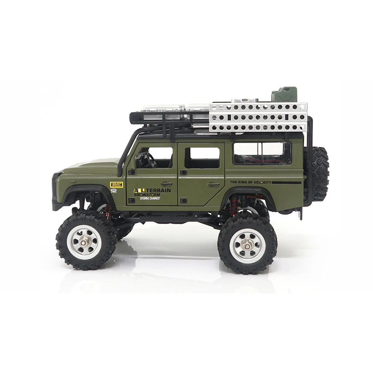 Amewi D90X28 Metall Scale Crawler 4WD Grün 22566 im Maßstab 1:28 Crawler RTR – Seitenansicht