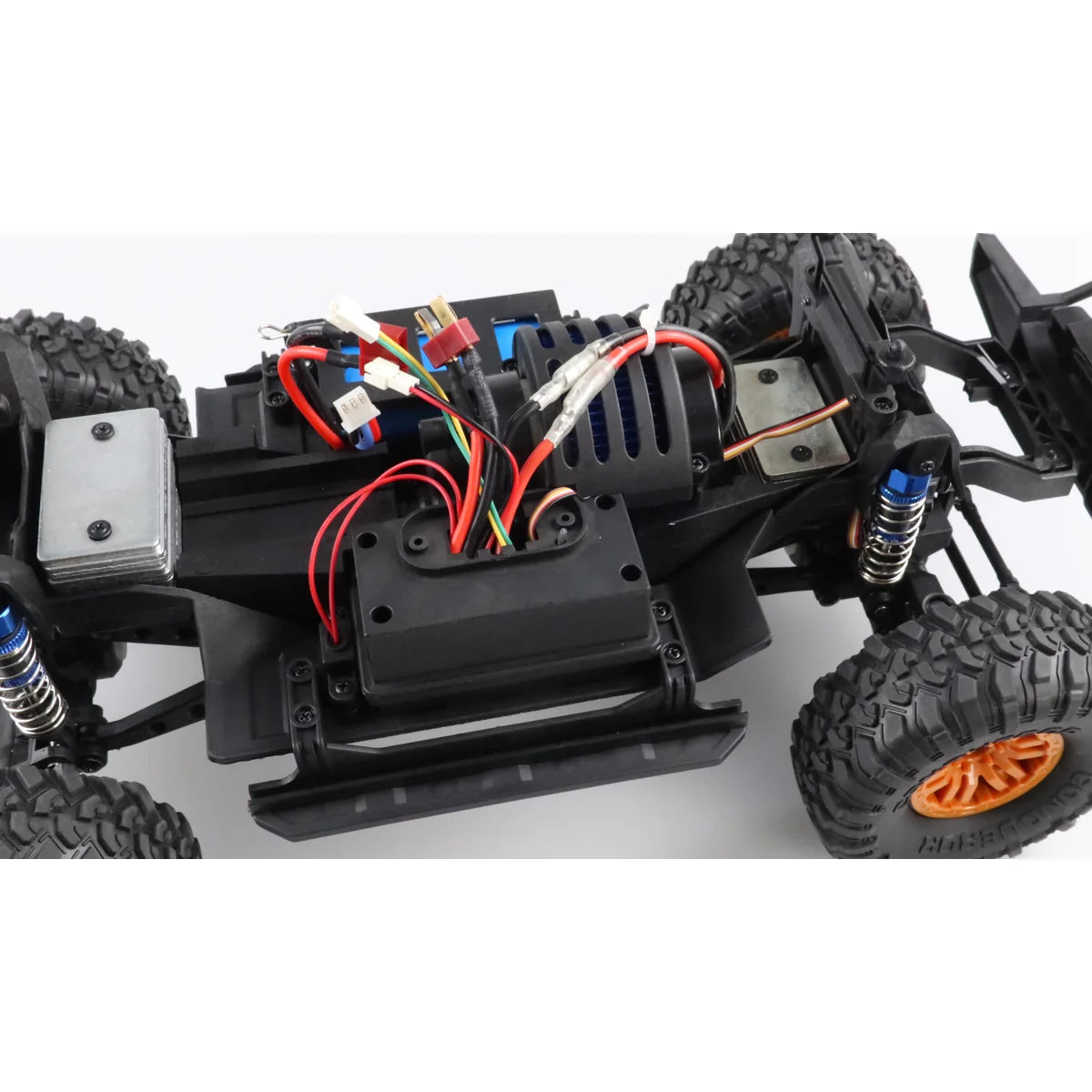 Amewi Dirt Climbing Beast Pick-up Crawler 4WD Schwarz/orange 22529 im Maßstab 1:10 Crawler RTR – Unteransicht