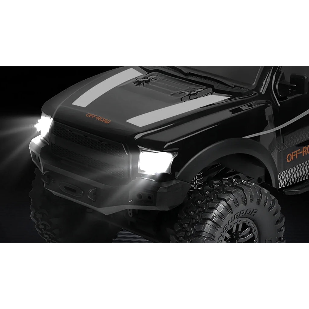 Amewi Dirt Climbing PickUp Crawler 4WD schwarz 22593 im Maßstab 1:10 Crawler RTR – Frontansicht