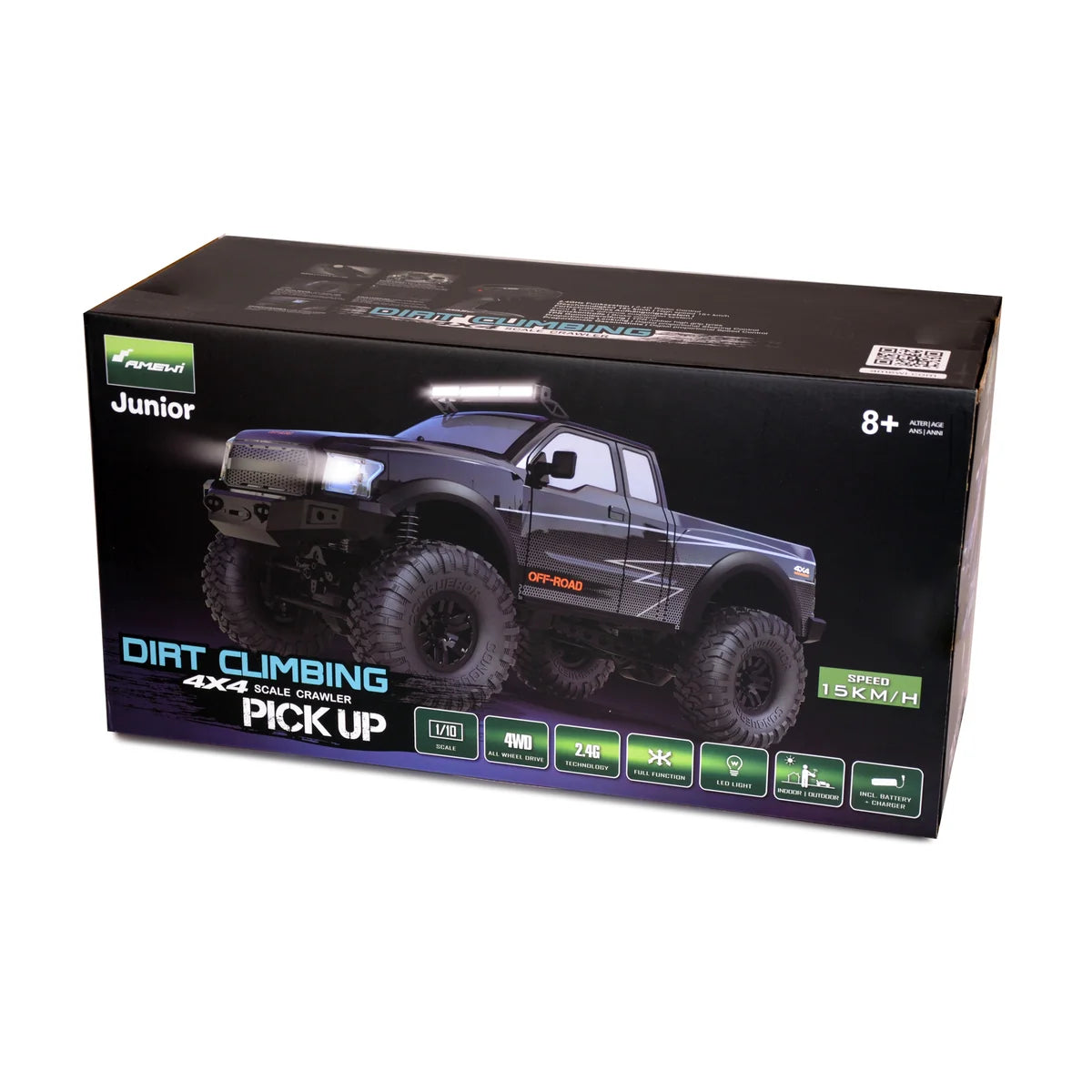 Amewi Dirt Climbing PickUp Crawler 4WD schwarz 22593 im Maßstab 1:10 Crawler RTR – Verpackung