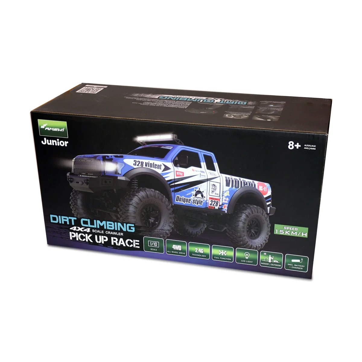 Amewi Dirt Climbing PickUp Race Crawler 4WD blau 22594 im Maßstab 1:10 Crawler RTR – Verpackung