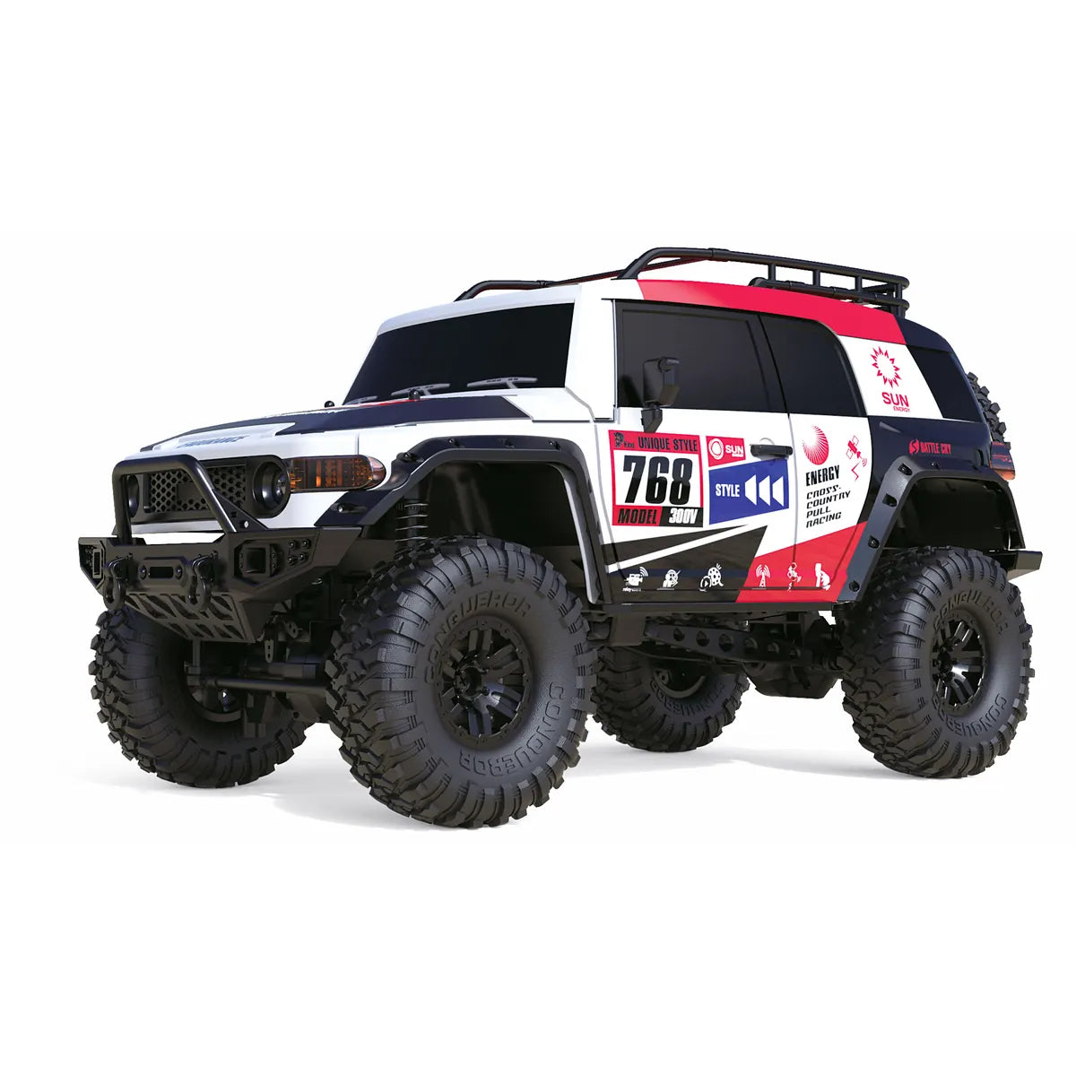 Amewi Dirt Climbing SUV Race Crawler 4WD weiß/rot 22592 im Maßstab 1:10 Crawler RTR – Seitenansicht