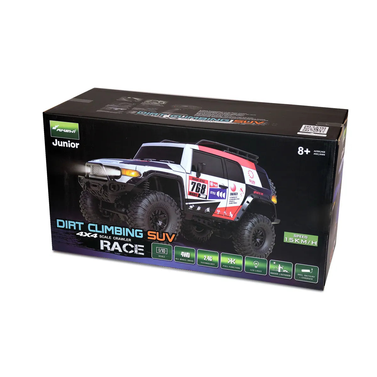 Amewi Dirt Climbing SUV Race Crawler 4WD weiß/rot 22592 im Maßstab 1:10 Crawler RTR – Verpackung
