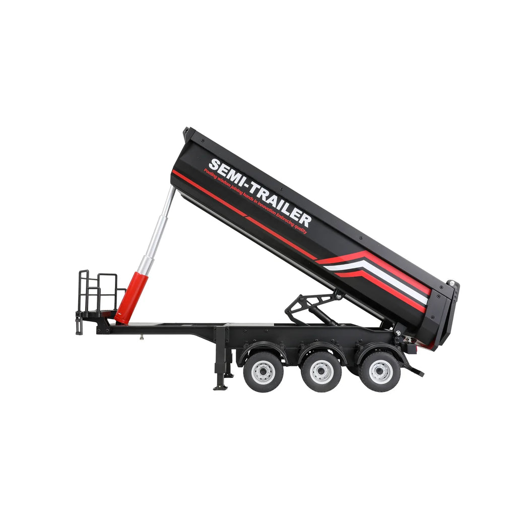Amewi Dreiachs-Sattelauflieger mit Kippmulde Anthrazit 22778 im Maßstab 1:18 Truck RTR – Seitenansicht