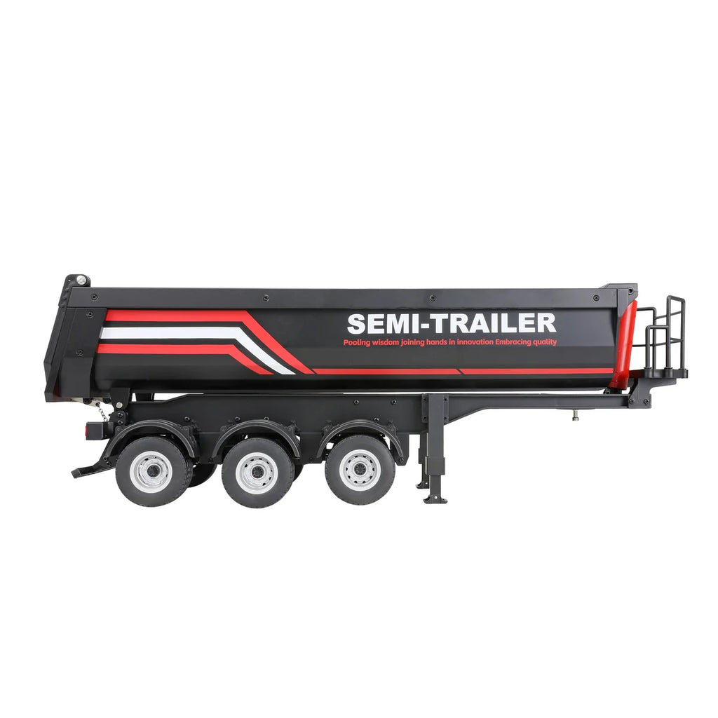 Amewi Dreiachs-Sattelauflieger mit Kippmulde Anthrazit 22778 im Maßstab 1:18 Truck RTR – Seitenansicht
