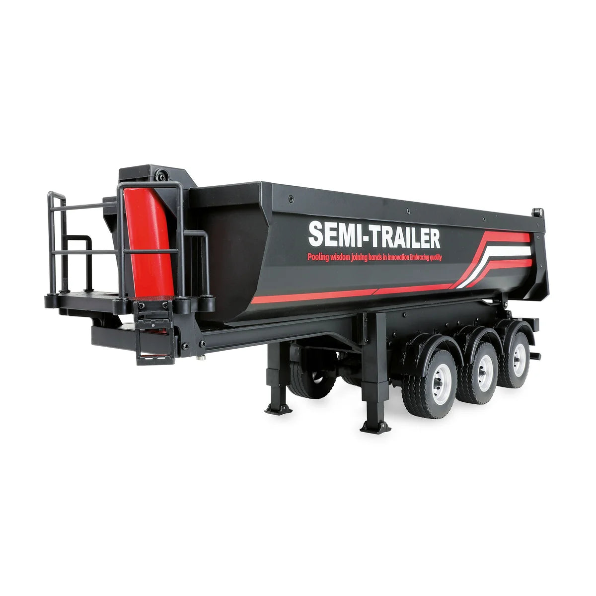 Amewi Dreiachs-Sattelauflieger mit Kippmulde Anthrazit 22778 im Maßstab 1:18 Truck RTR – Seitenansicht