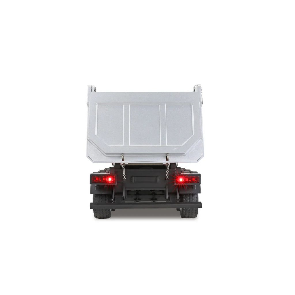 Amewi Dreiachs-Sattelauflieger mit Kippmulde Silber 22777 im Maßstab 1:18 Truck RTR – Rückansicht