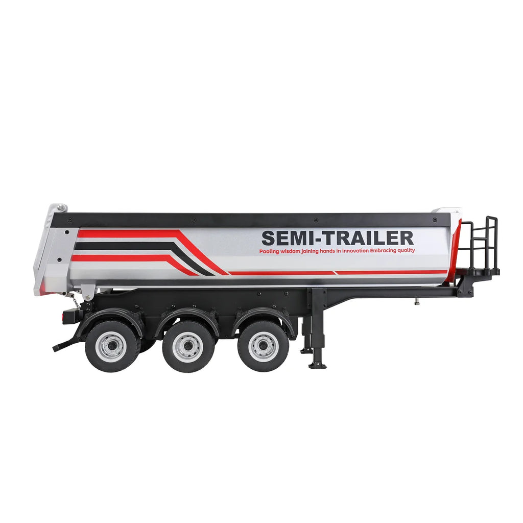 Amewi Dreiachs-Sattelauflieger mit Kippmulde Silber 22777 im Maßstab 1:18 Truck RTR – Seitenansicht
