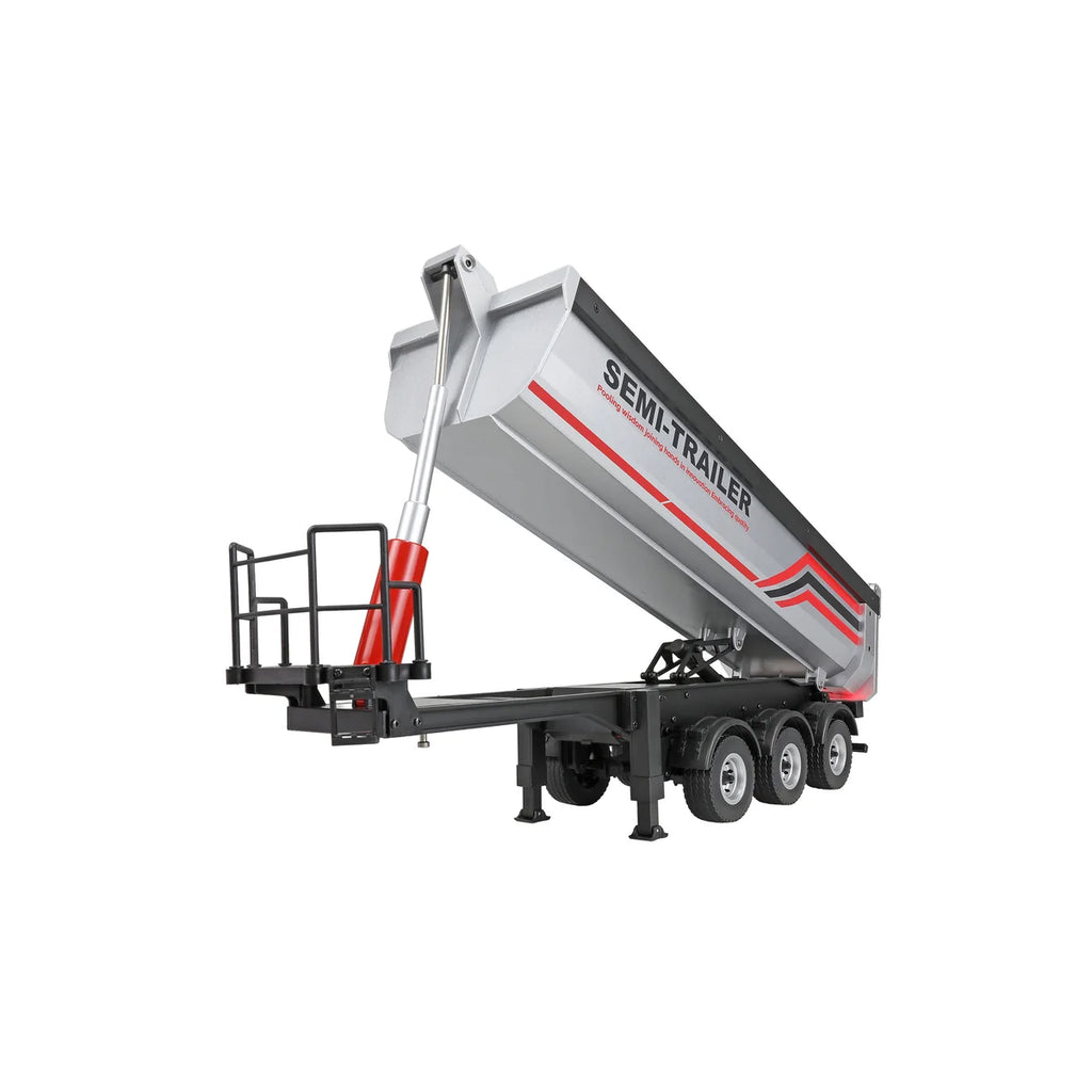 Amewi Dreiachs-Sattelauflieger mit Kippmulde Silber 22777 im Maßstab 1:18 Truck RTR – Seitenansicht