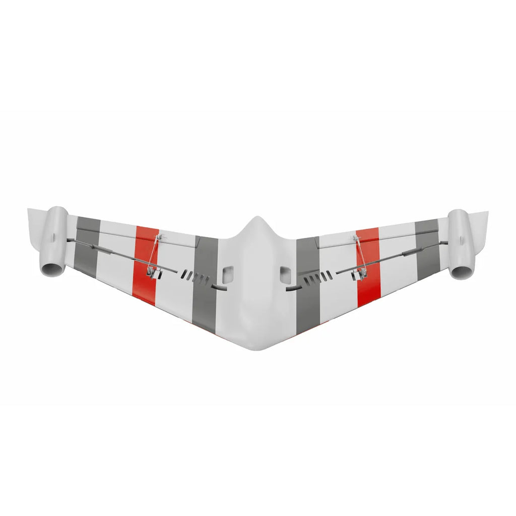 Amewi Eagle Twin V2 40mm EDF Nurflügler Rot 24133 Flugzeug PNP – Draufsicht mit roten und grauen Tragflächenmarkierungen