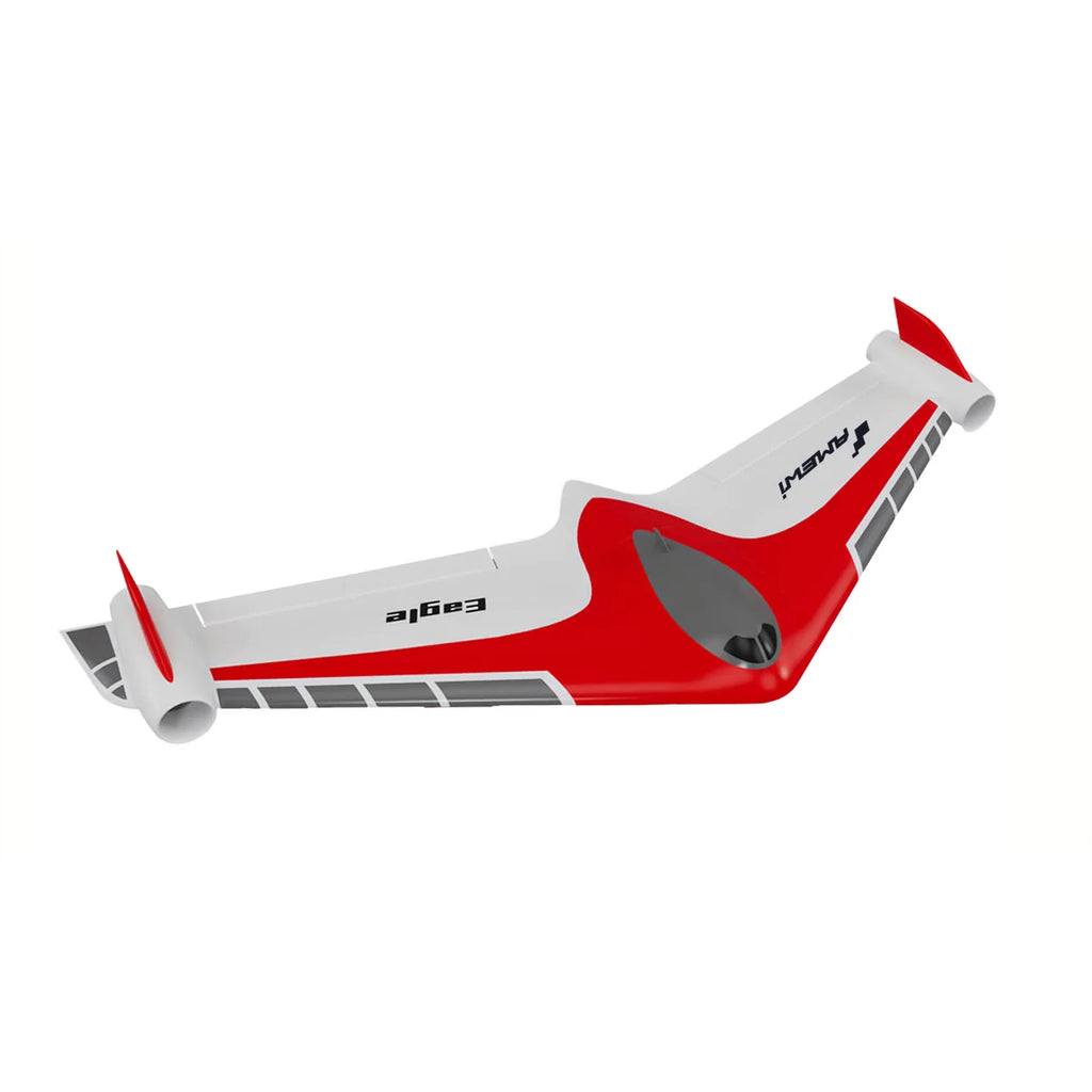 Amewi Eagle Twin V2 40mm EDF Nurflügler Rot 24133 Flugzeug PNP – Seitenansicht Nurflügel-Flugzeug rot-weiß, im Profil