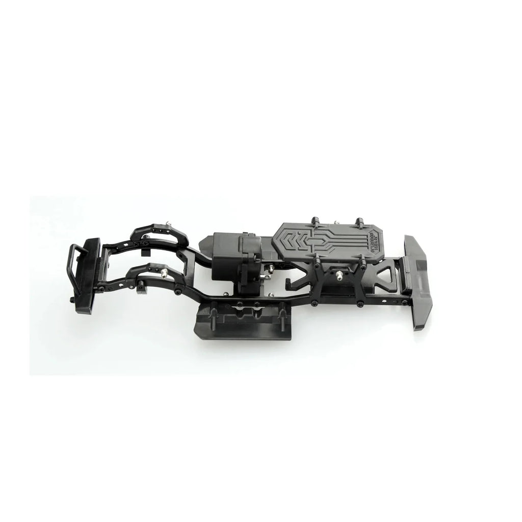 Amewi Geländewagen Scaler Bausatz 22322 im Maßstab 1:35 Crawler Bausatz – Unteransicht Chassis, Getriebe und Aufhängungsteile