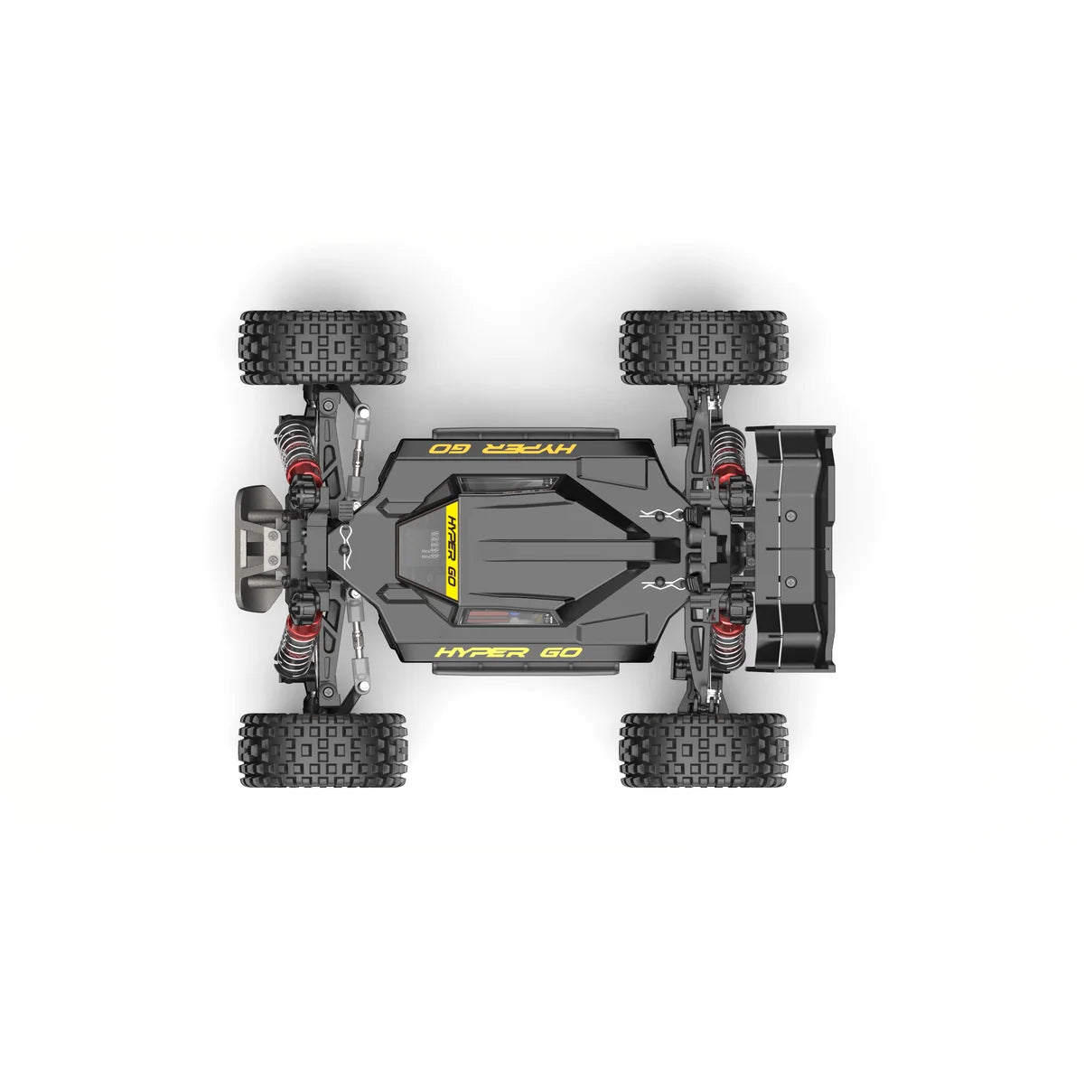 Amewi Hyper Go Buggy V2 brushless 4WD 22798 im Maßstab 1:16 Buggy RTR – Draufsicht mit Gewindefahrwerk und Stollenreifen