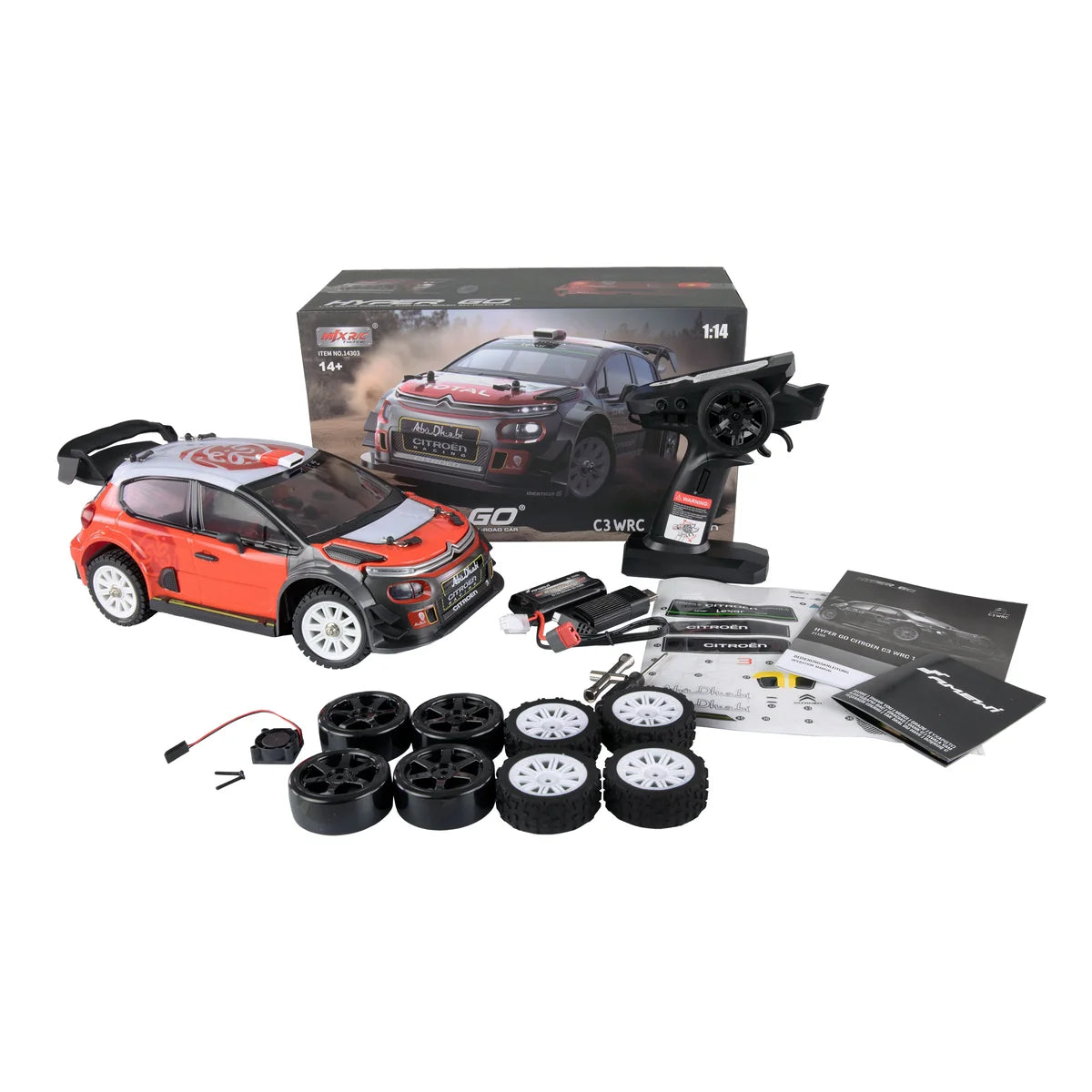 Amewi Hyper Go Citroen C3 WRC Rallye/Drift 4WD 21105 im Maßstab 1:14 Drift RTR – Lieferumfang und Zubehör