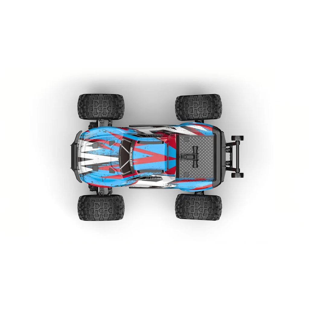 Amewi Hyper Go Monstertruck V2 brushless 4WD blau/weiß 22796 im Maßstab 1:16 Monster Truck RTR – Draufsicht