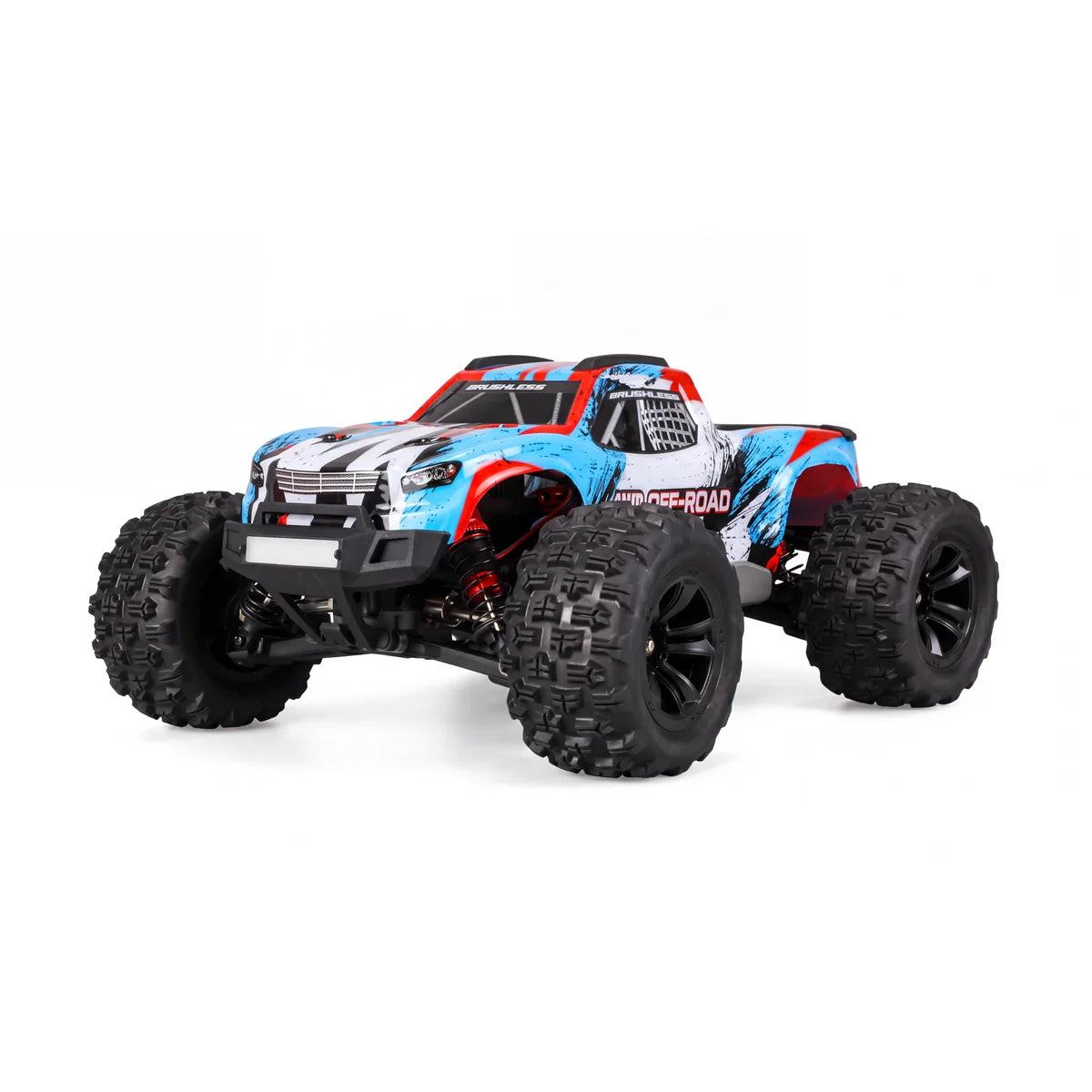 Amewi Hyper Go Monstertruck V2 brushless 4WD blau/weiß 22796 im Maßstab 1:16 Monster Truck RTR – Seitenansicht