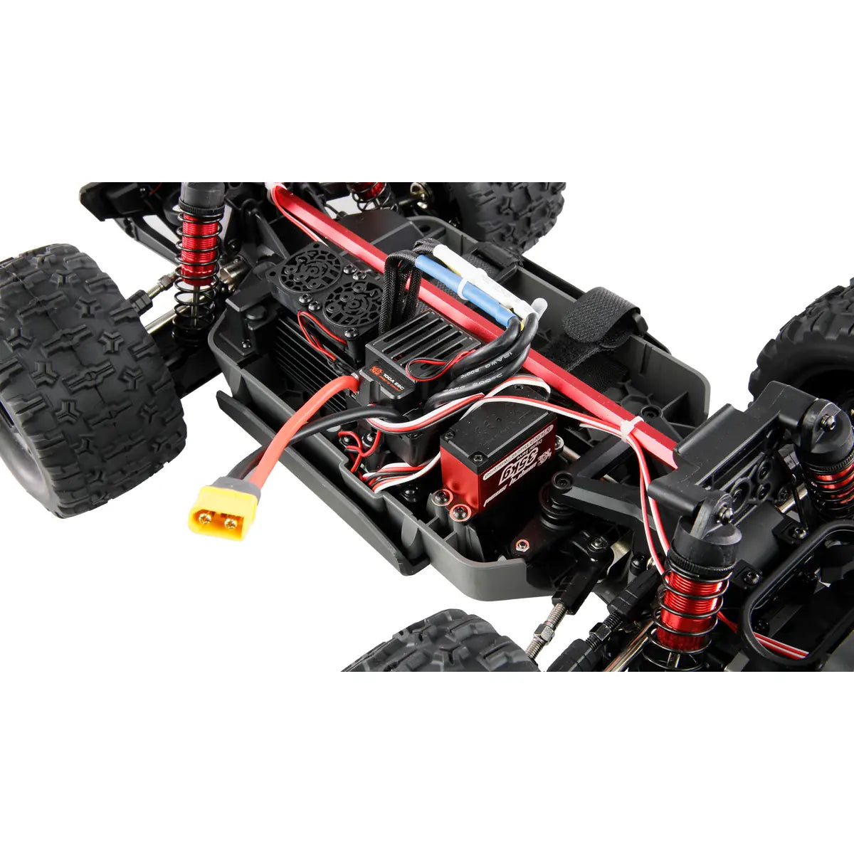 Amewi Hyper Go MTX10 Monstertruck Brushless Schwarz/blau 22688 im Maßstab 1:10 Monster Truck ARTR – Unteransicht