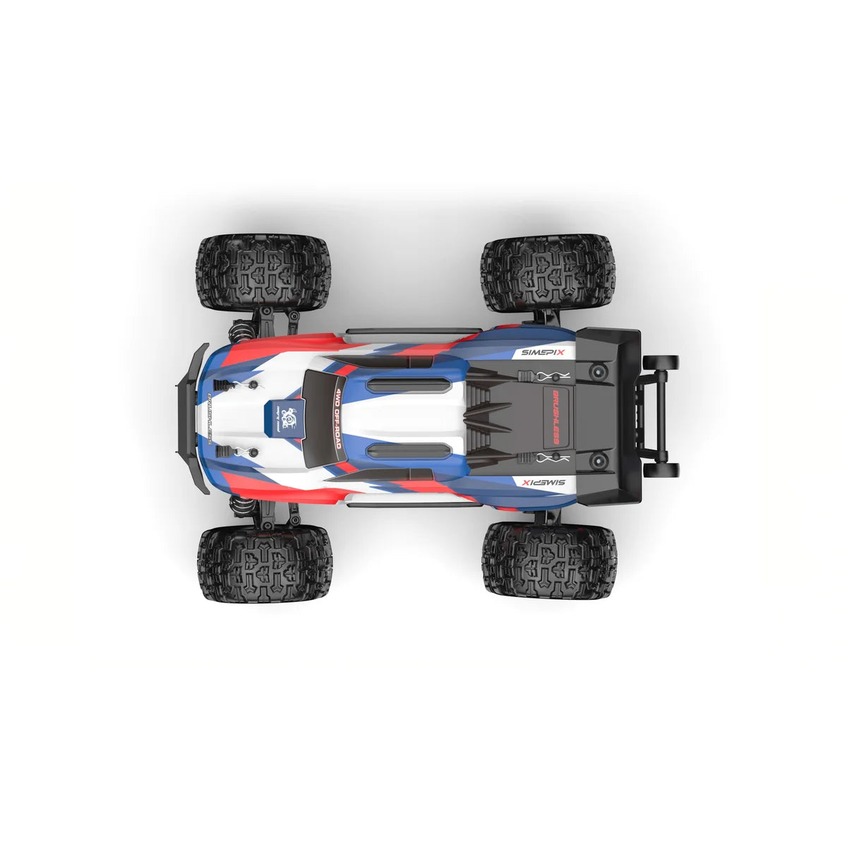Amewi Hyper Go Truggy V2 brushless 4WD blau/rot 22797 im Maßstab 1:16 Offroad RTR – Draufsicht