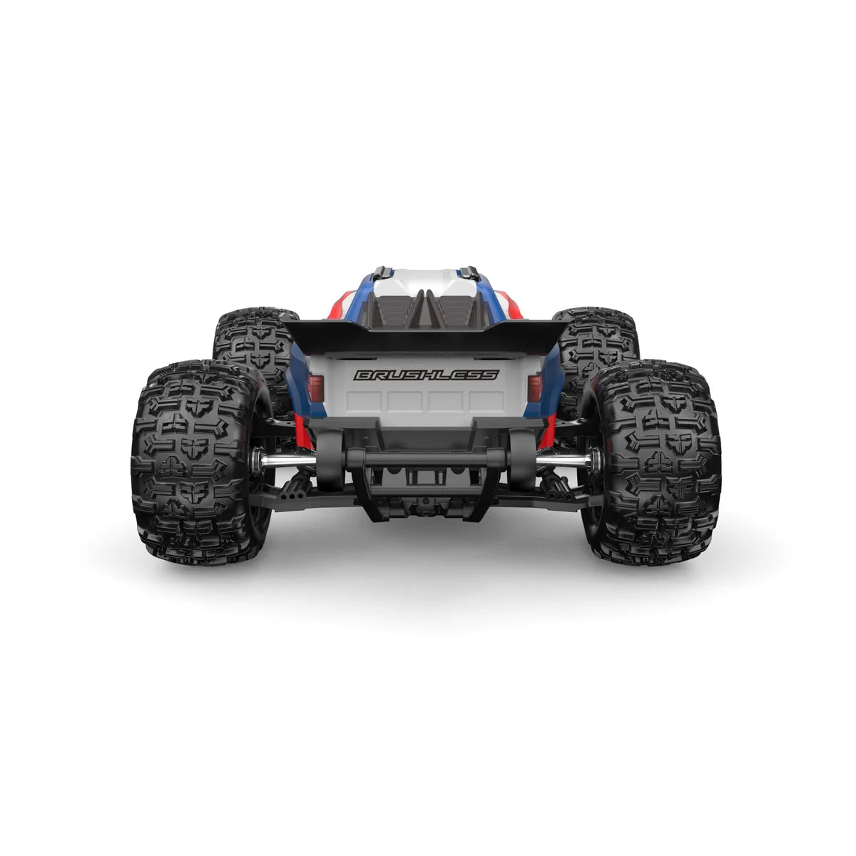 Amewi Hyper Go Truggy V2 brushless 4WD blau/rot 22797 im Maßstab 1:16 Offroad RTR – Rückansicht
