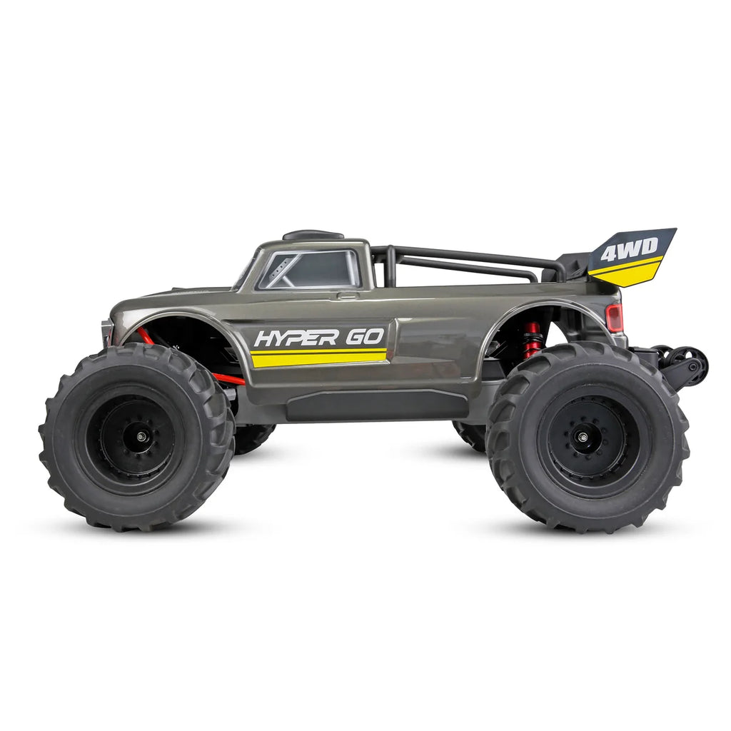 Amewi Hyper Go TX10 Truggy Brushless Grau 22771 im Maßstab 1:10 Offroad RTR – Seitenansicht mit großen Reifen und Spoiler
