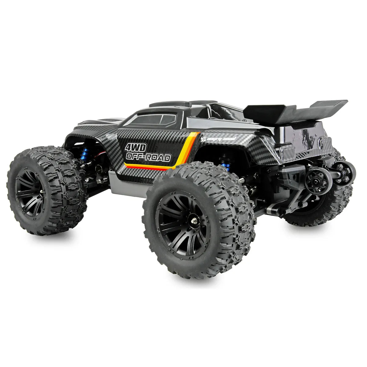 Amewi Hyper GO TX12 Truggy Brushless 22750 im Maßstab 1:12 Offroad RTR – Seitenansicht mit großen Geländereifen und Spoiler