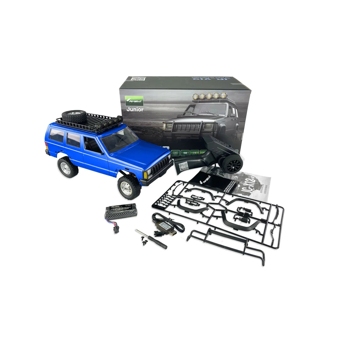 Amewi JC-X12 Scale Geländewagen Blau 22633 im Maßstab 1:12 Offroad RTR – Lieferumfang und Zubehör