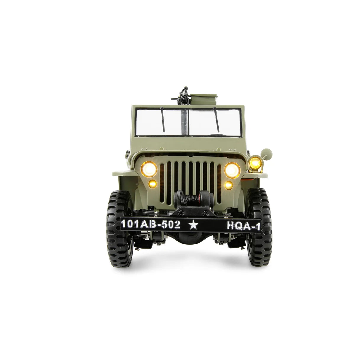 Amewi Jeep Willys MB Scale Crawler 4WD Grün 22737 im Maßstab 1:14 Crawler RTR – Frontansicht