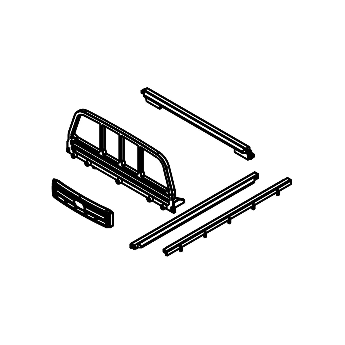 Amewi Karosserie Anbauteile Set 1 021-17223024 Crawler – Lieferumfang und Zubehör als Zeichnung, mehrere Anbauteile