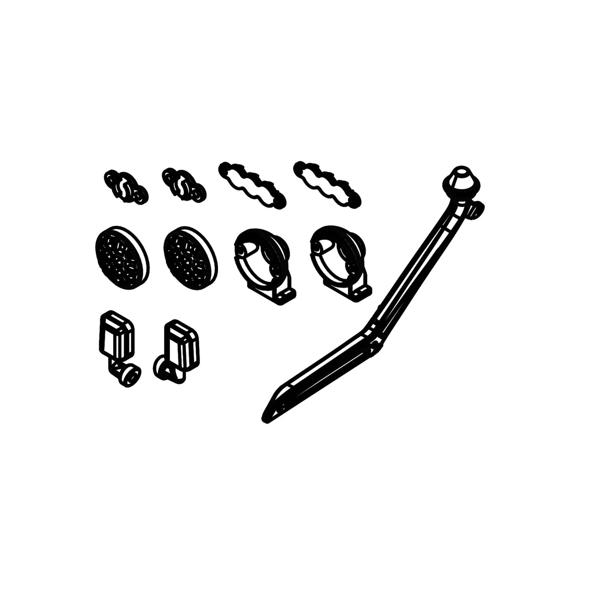 Amewi Karosserie Anbauteile Set 2 021-17223025 Crawler – Lieferumfang und Zubehör als Zeichnung, Anbauteile Set