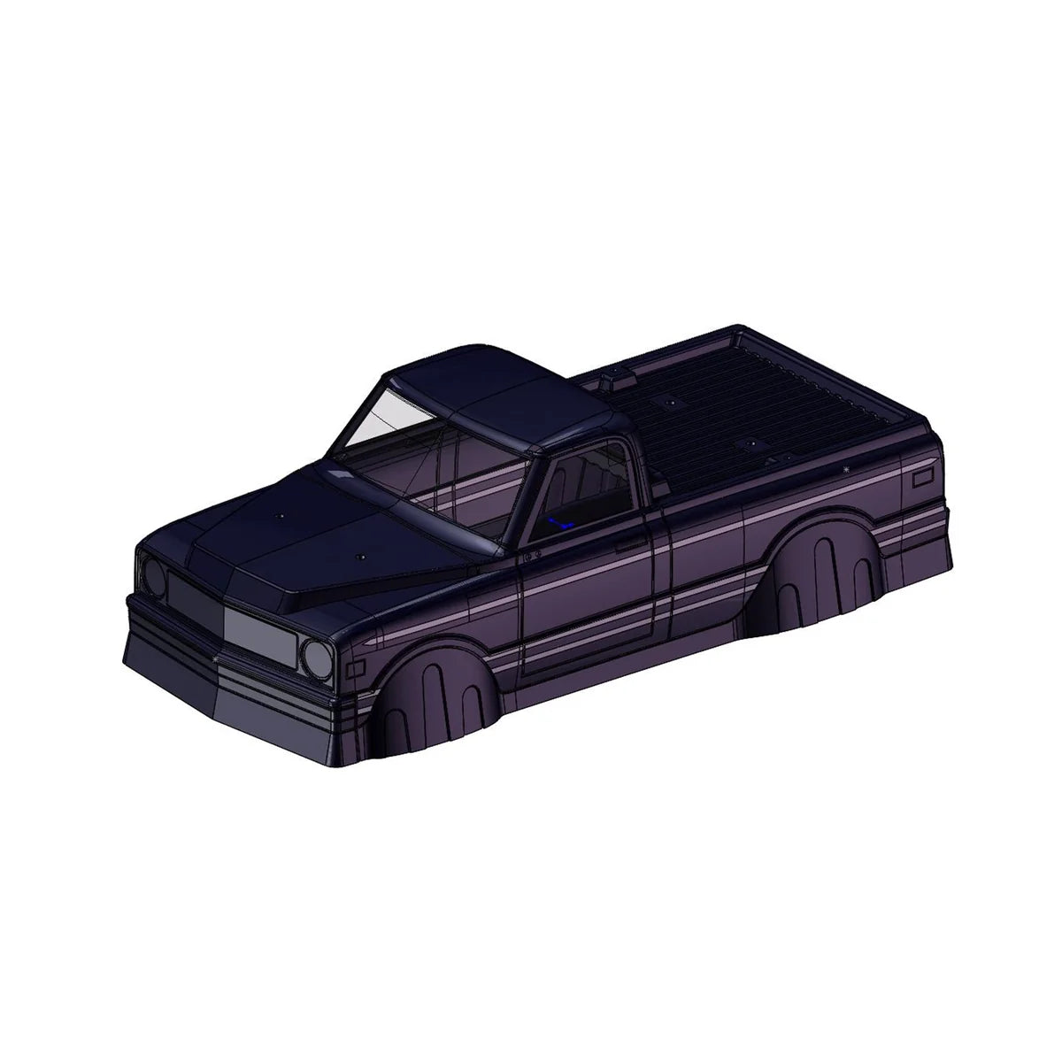 Amewi Karosserie Convoy Lexan unlackiert für AMXRock AM18 015-18020 Crawler – Seitenansicht als Zeichnung, Pick-up Karosserie