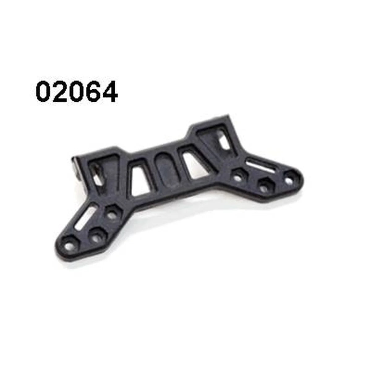 Amewi Karosserie Halteplatte hinten 004-02064 Touring Car & Onroad – Detailansicht schwarzes Kunststoffteil mit Aussparungen