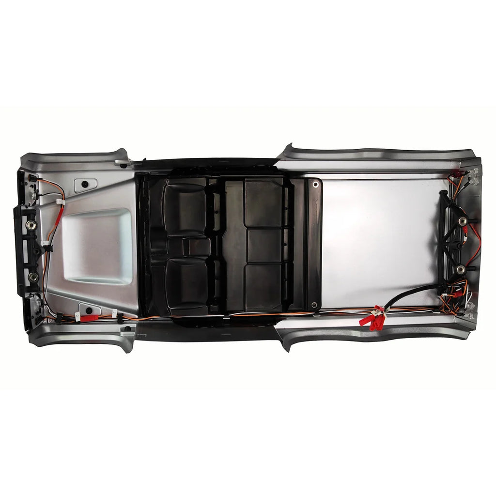 Amewi Karosserie lackiert mit Anbauteilen für RCX10.3 021-17223637 – Draufsicht mit Chassis, Elektronik und Verdrahtung
