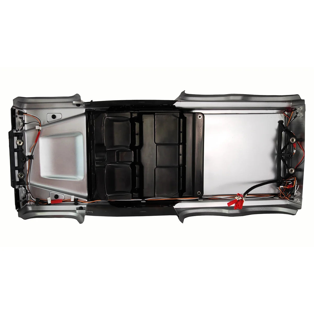 Amewi Karosserie lackiert mit Anbauteilen für RCX10.3 021-17223637 – Draufsicht mit Chassis, Elektronik und Verdrahtung