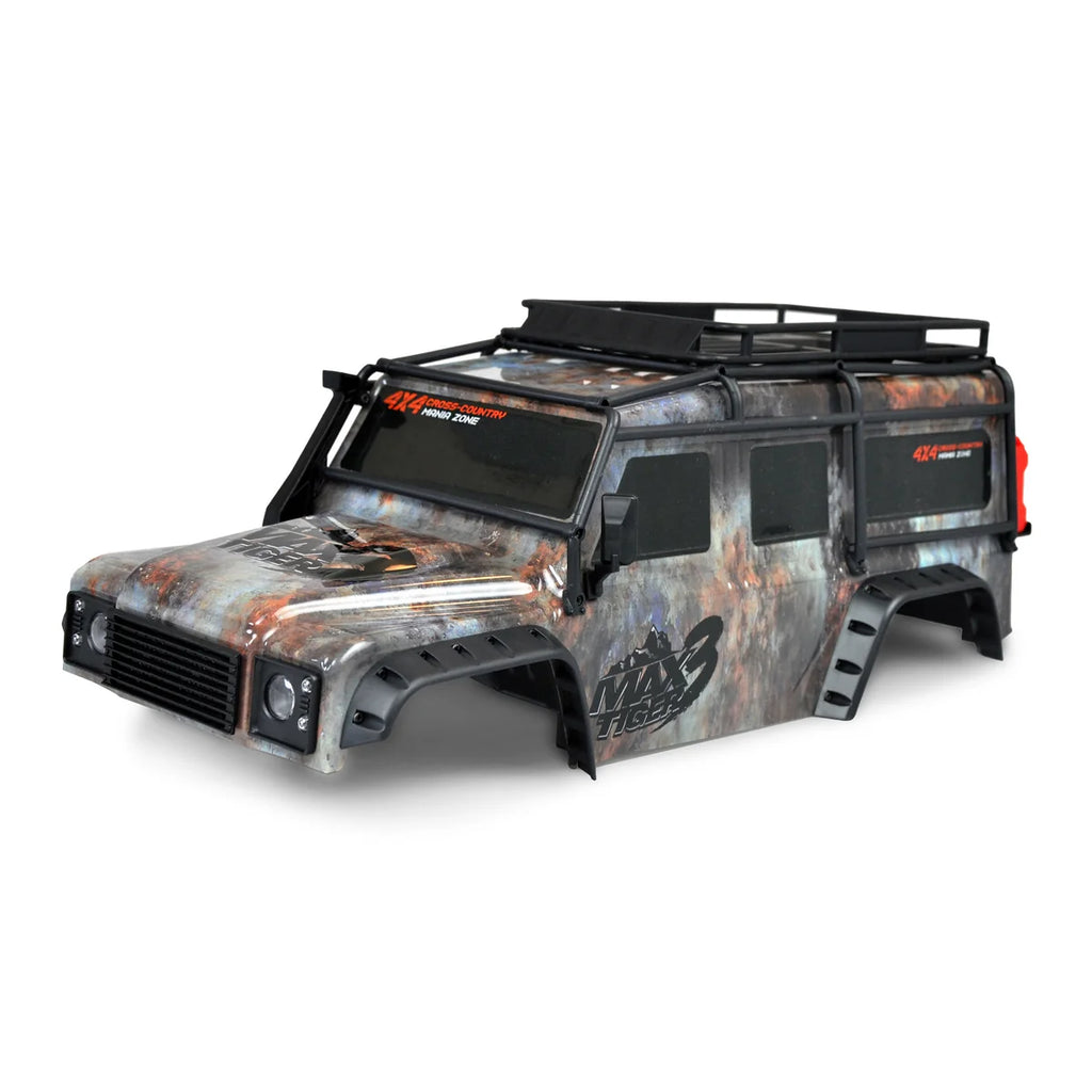 Amewi Karosserie Set Dirt Climbing SUV 017-1053 Crawler – Seitenansicht mit Dachträger, verwitterte Rust-Optik