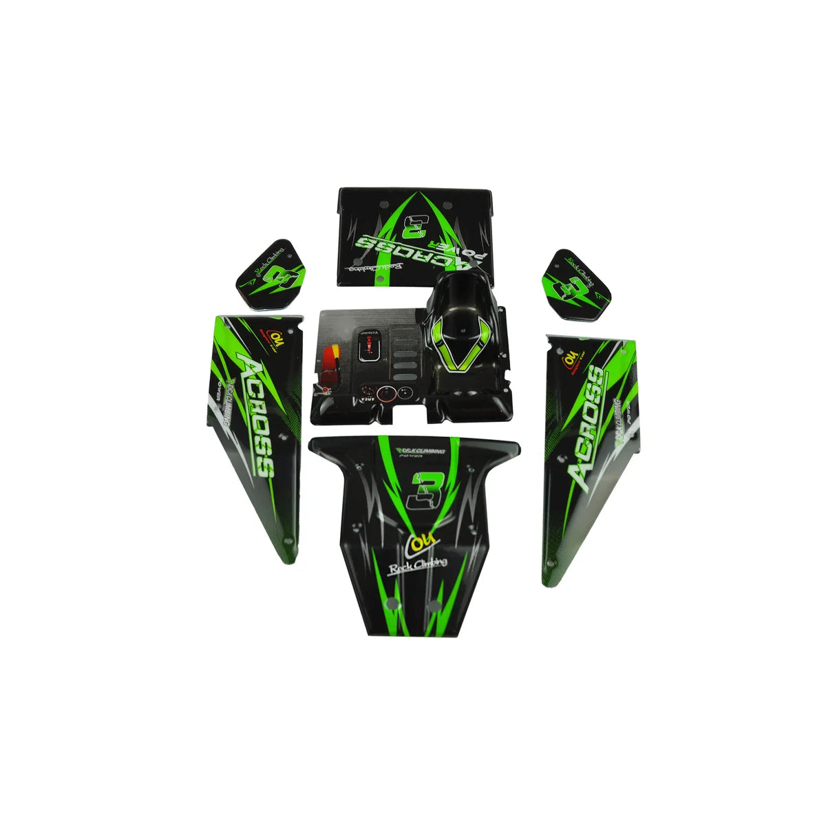 Amewi Karosserie Set für Cro55Racer 014-0015 Buggy – Lieferumfang und Zubehör Karosserieset mit Einzelteilen ausgelegt