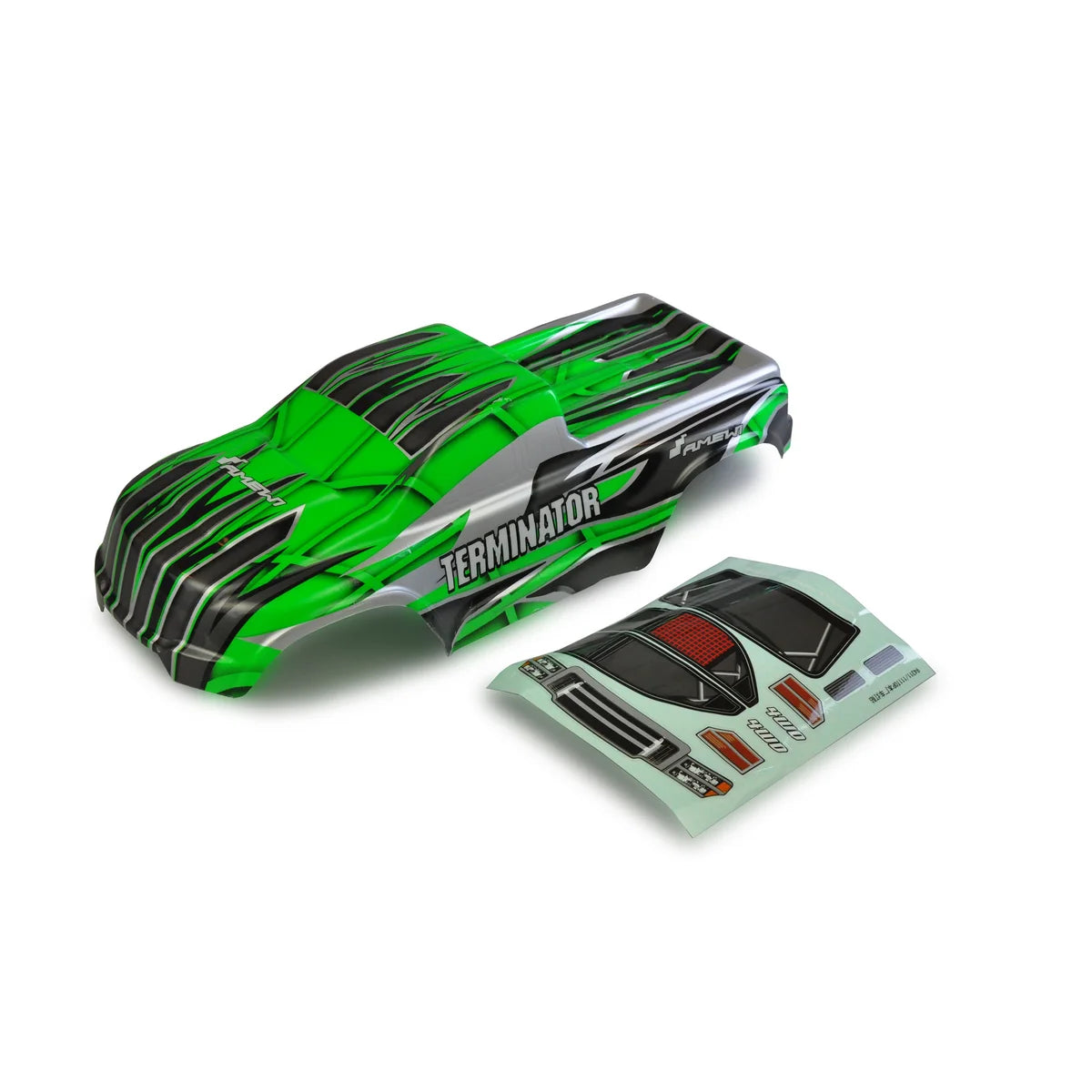 Amewi Karosserie Terminator MT grün , fertig lackiert 004-22315-001 im Maßstab 1:10 Monster Truck – Lieferumfang und Zubehör