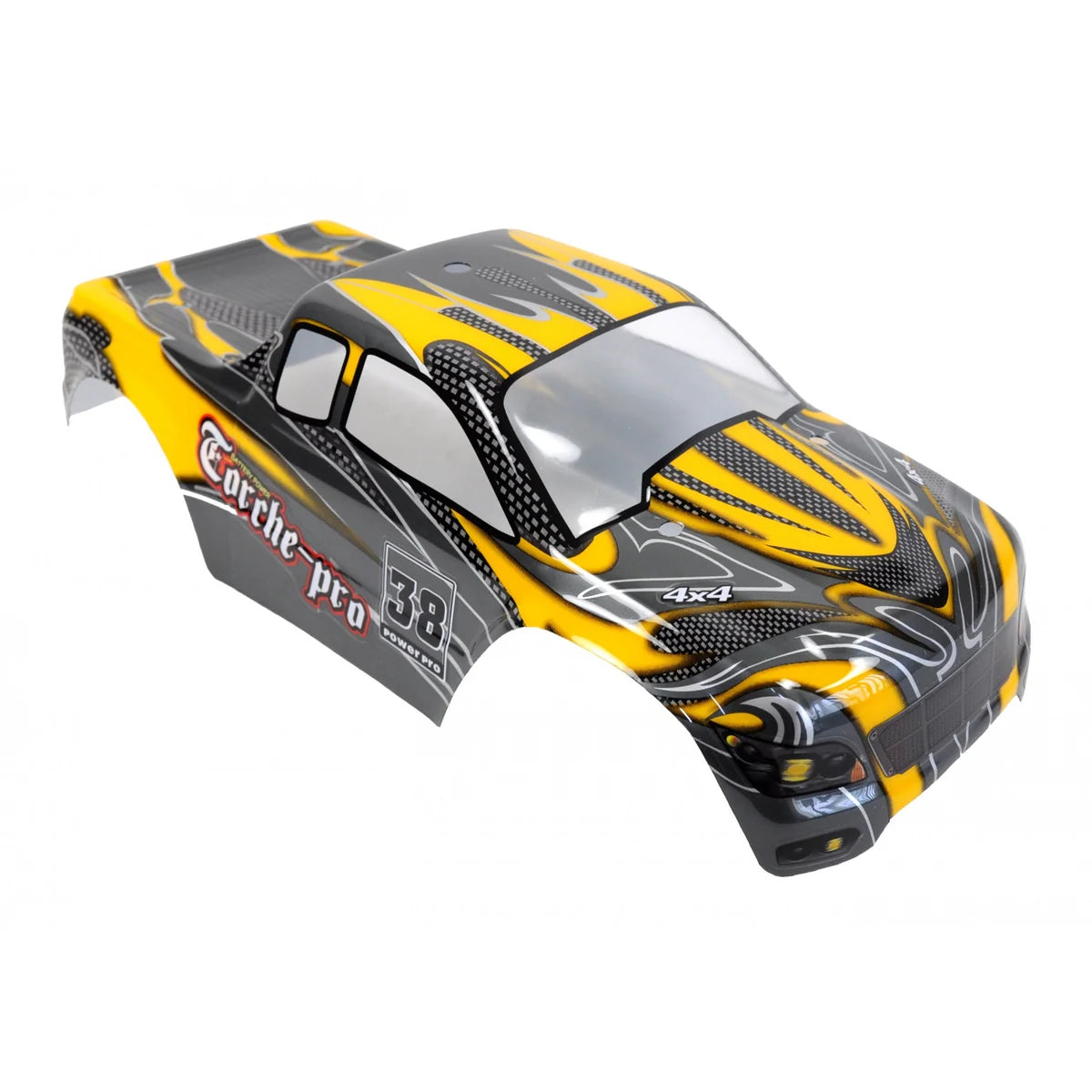 Amewi Karosserie Torche Pro MT gelb , fertig lackiert 004-22034-001 im Maßstab 1:10 Monster Truck – Draufsicht