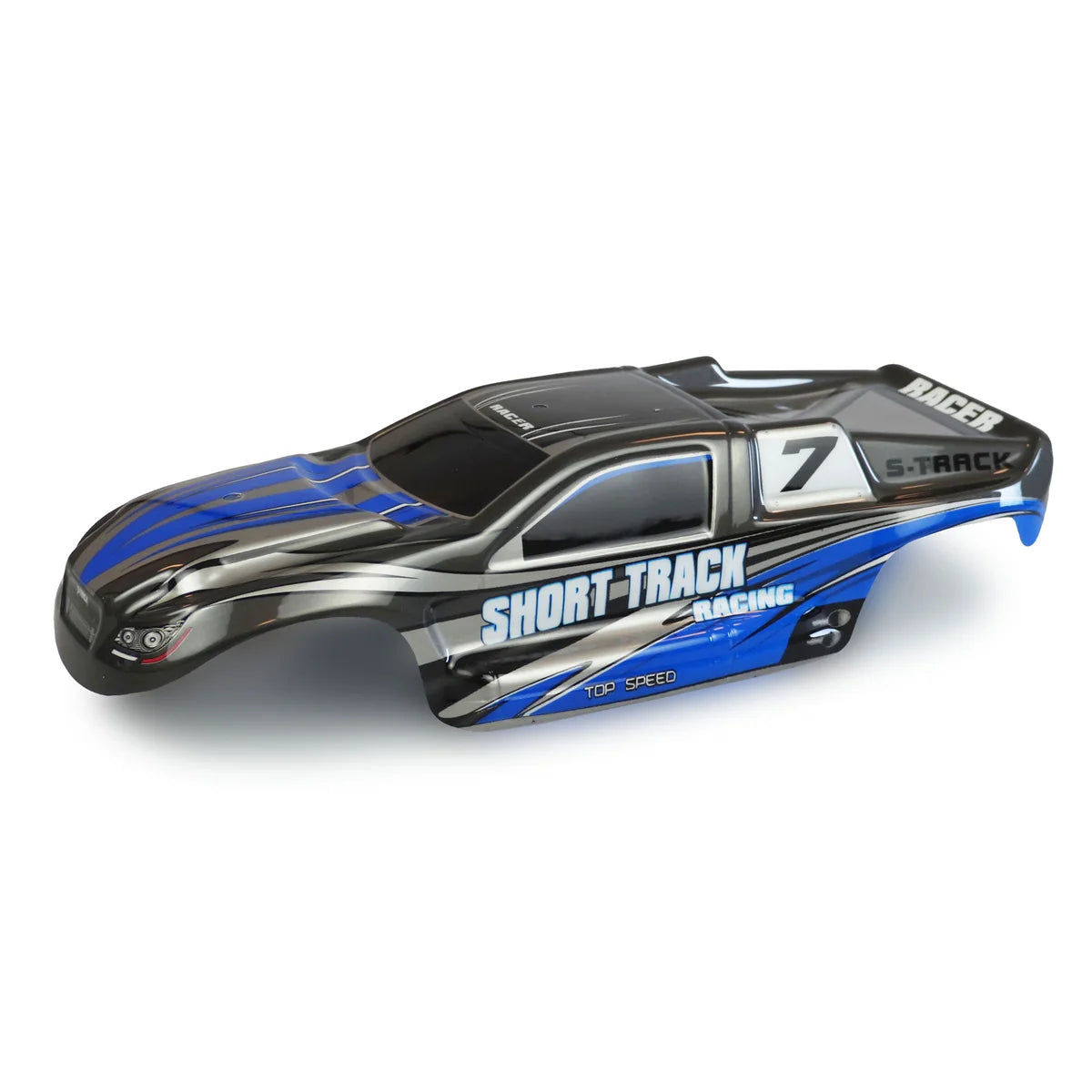 Amewi Karosserie Truggy für S-Track V2 Blau 002-S800A-022B – Seitenansicht mit blauem Farbschema und Rennstreifen