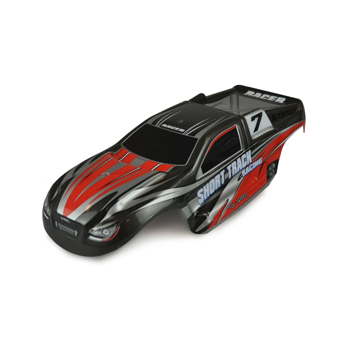 Amewi Karosserie Truggy für S-Track V2 Rot 002-S800A-022R – Seitenansicht mit roten und schwarzen Streifen, Nummer 7