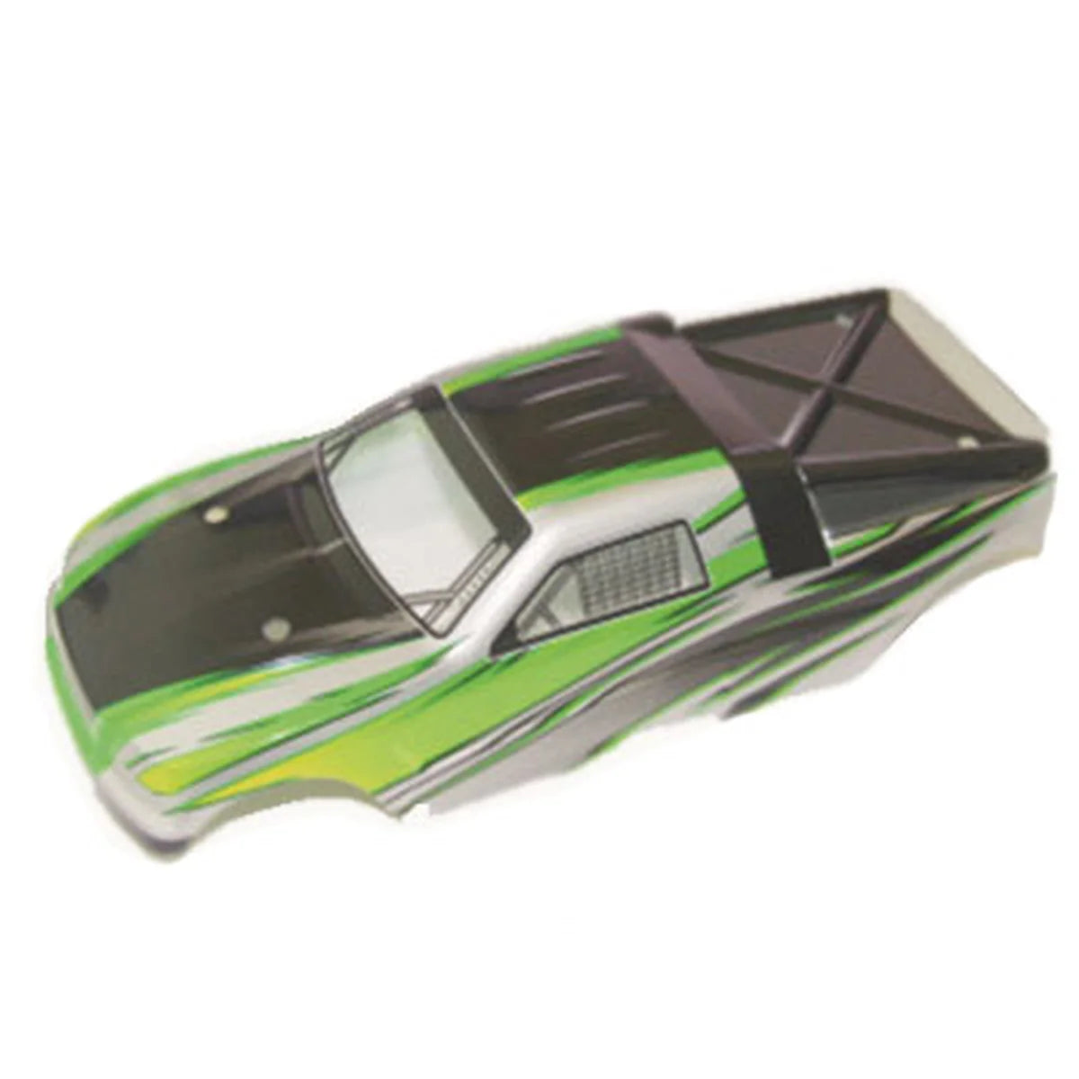 Amewi Karosserie Truggy grün 002-12071 Monster Truck – Draufsicht grüne Karosserie mit weißen Streifen, schwarzes Dach