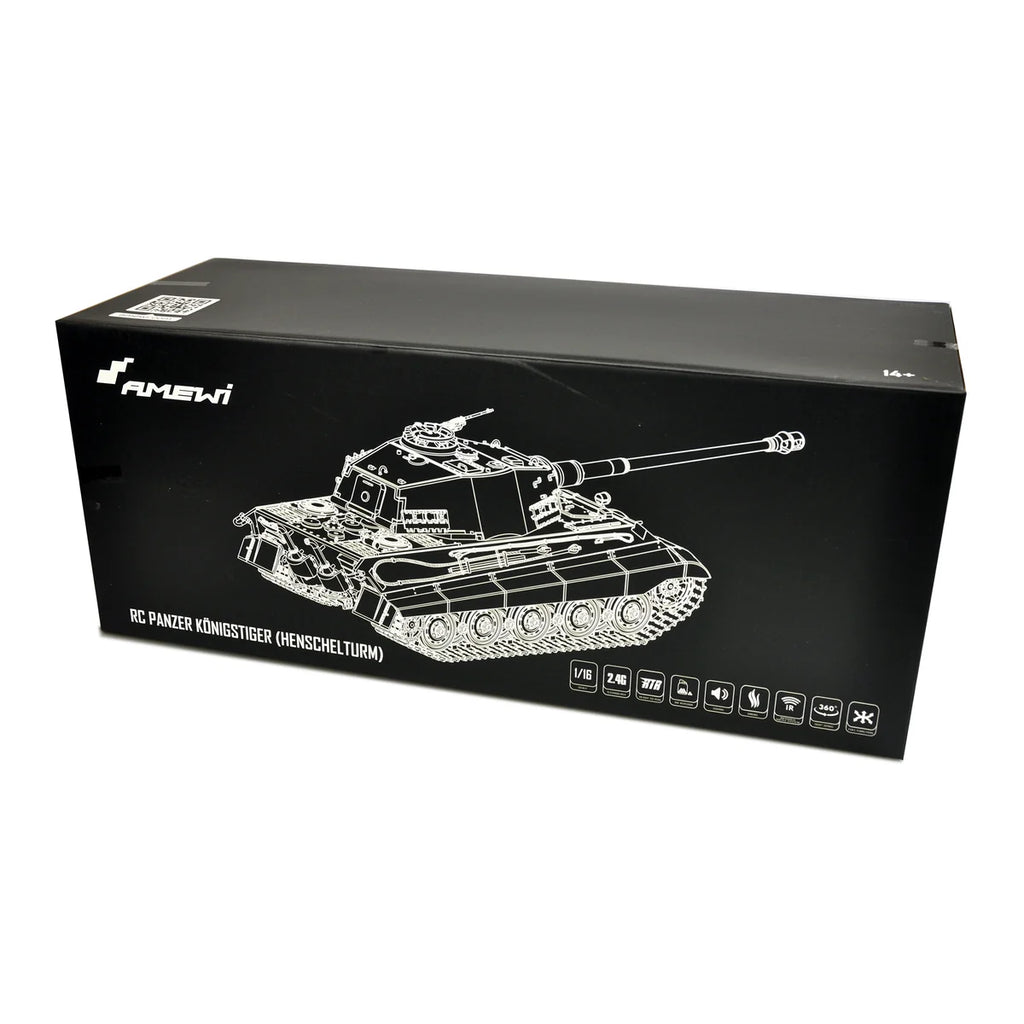 Amewi Königstiger Henschelturm Advanced Line IR/BB 23109 im Maßstab 1:16 Panzer RTR – Verpackung