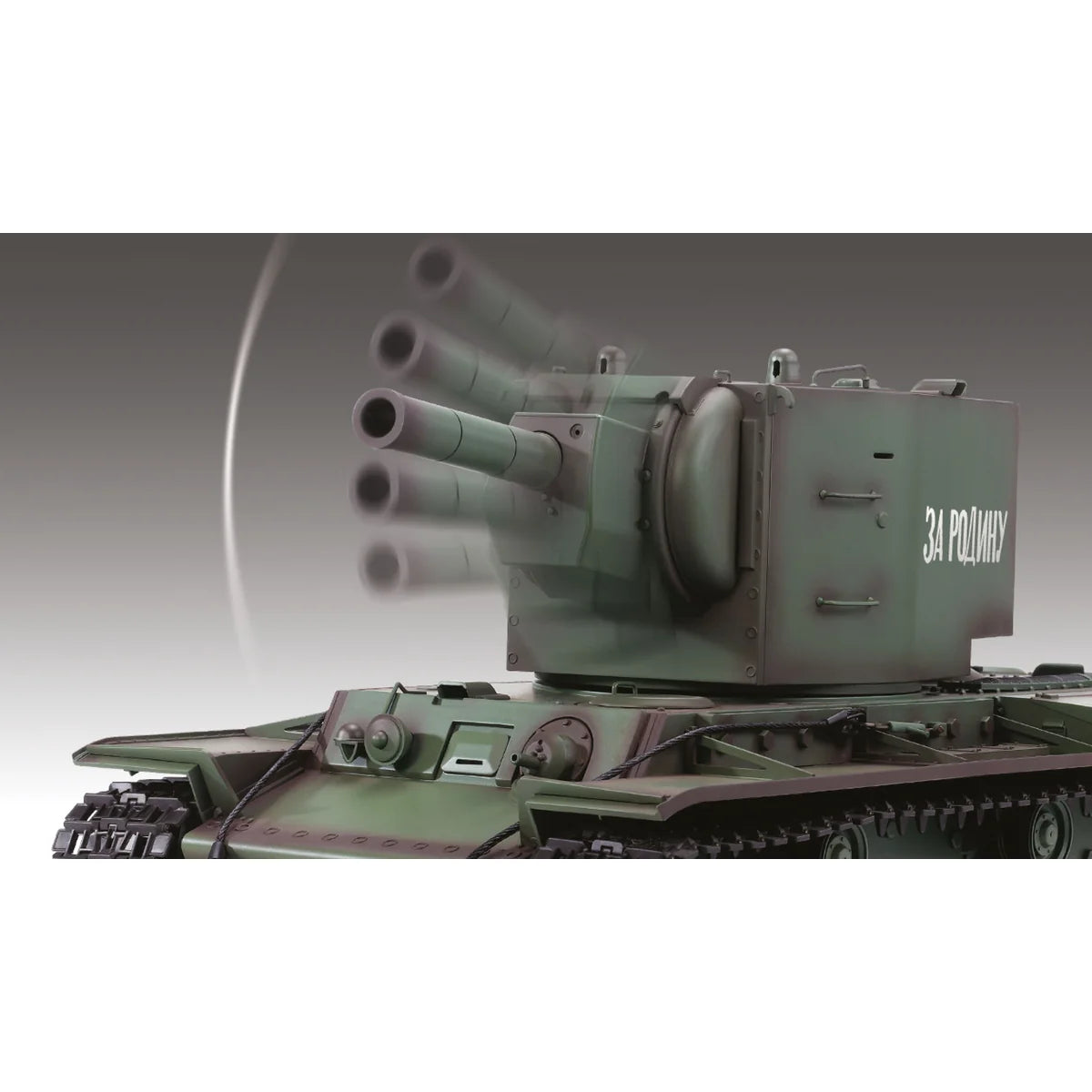 Amewi KV2 Standard Line IR/BB 23122 im Maßstab 1:16 Panzer RTR – Seitenansicht mit Raketenwerfern und Kuppel