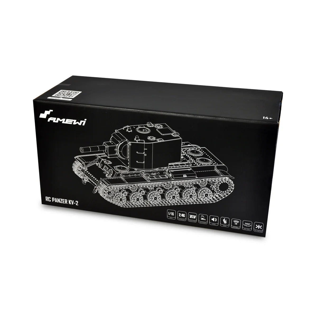 Amewi KV2 Standard Line IR/BB 23122 im Maßstab 1:16 Panzer RTR – Verpackung Produktverpackung Karton mit Zeichnung